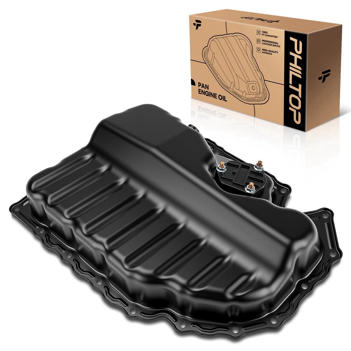 PHILTOP Engine oil pan Compatible with Jetta, Passat, Tiguan, CC, Beetle – back view and specifications