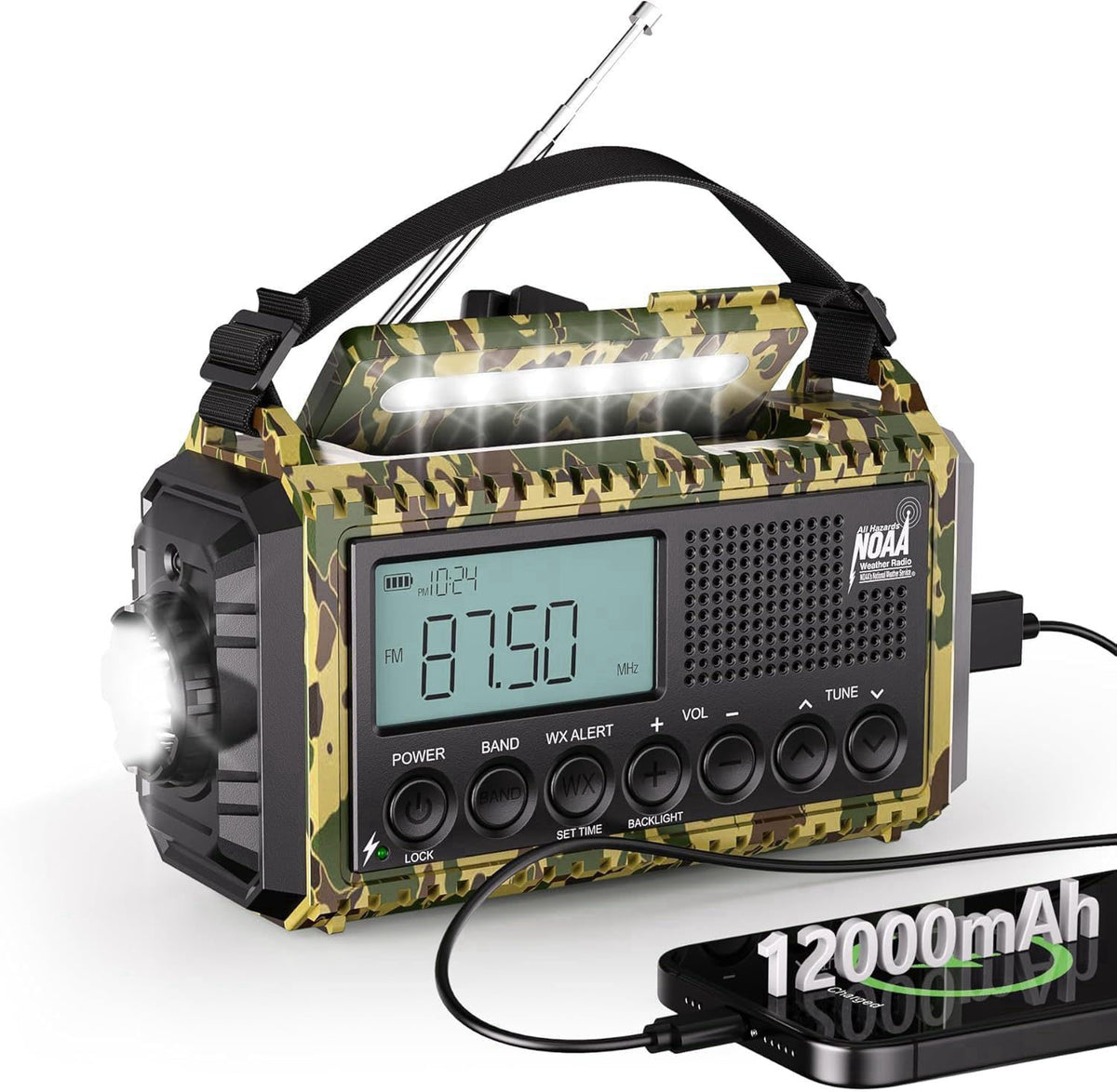 Mesqool Emergency Radio 12000mAh, Auto Digital Weather Radio Portable AM FM SW NOAA