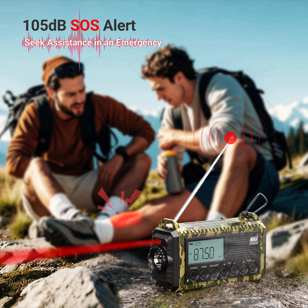 Mesqool Emergency Radio 12000mAh, Auto Digital Weather Radio Portable AM FM SW NOAA – alternate angle