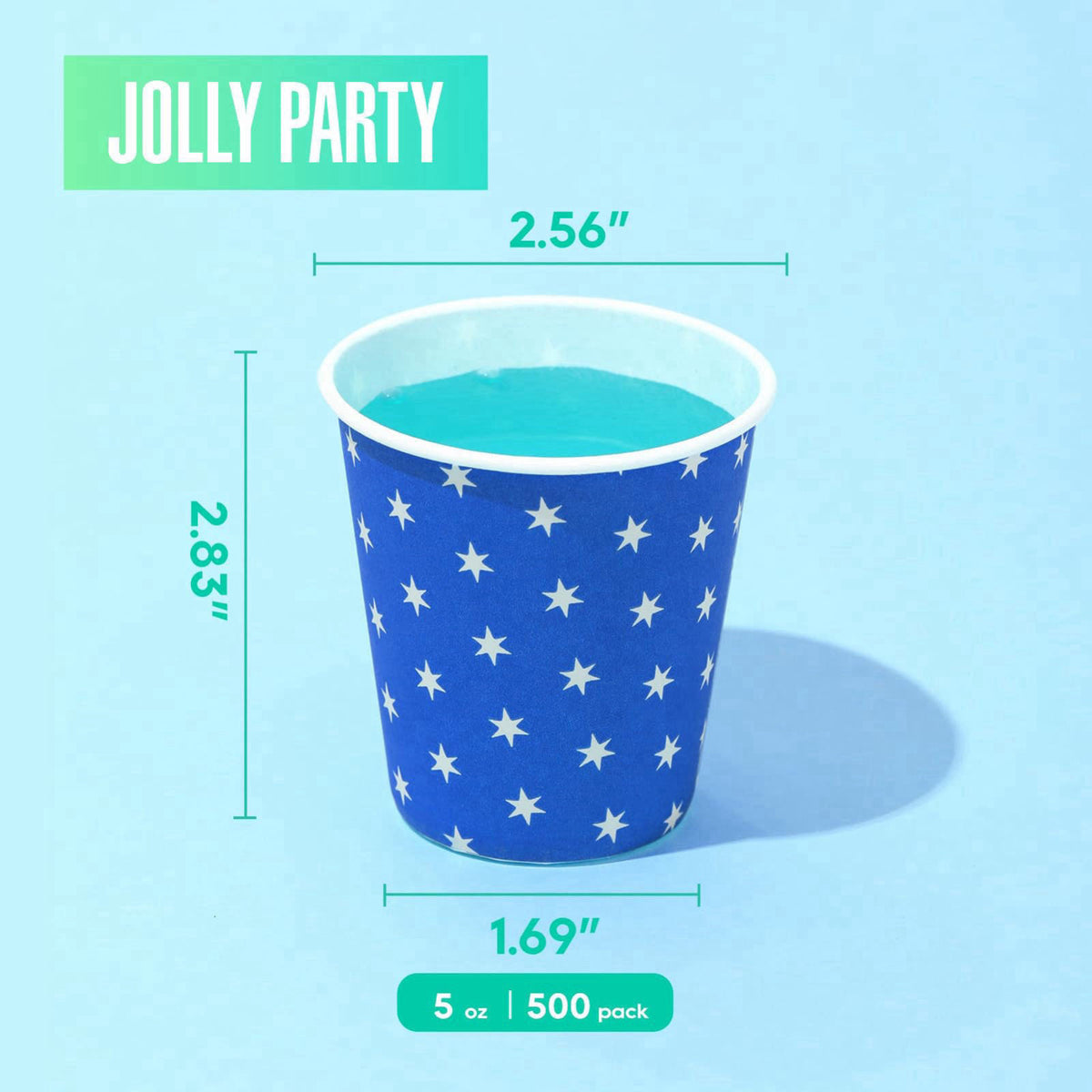 JOLLY PARTY 500Pack 5oz Paper Cups Disposable Cups Small Mouthwash Cup – packaging and label