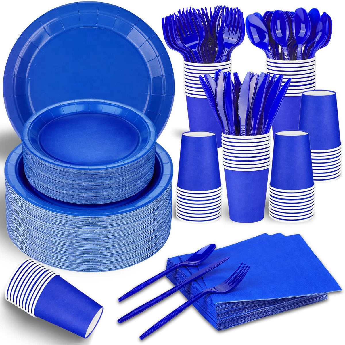 TWOWYHI 228PCS Navy Blue Party Supplies Set for 30 Guests Paper Plates Set – alternate angle
