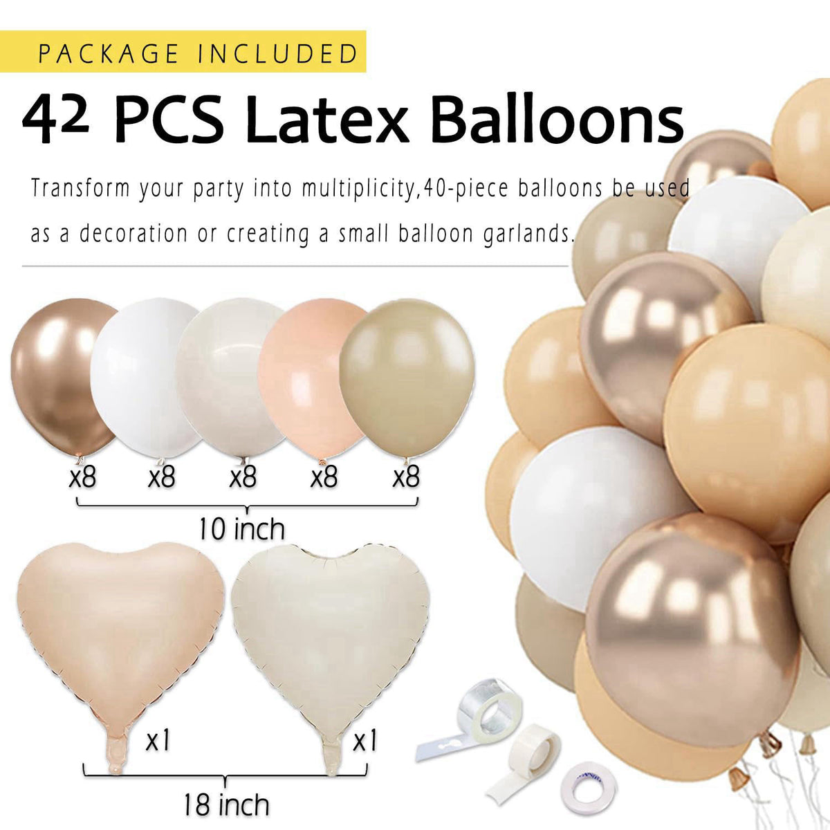 Vztipki Champagne-Gold Beige Birthday Decorations for Women Girls,Cream Neutral Balloons Décor,Happy Banner,Boho Peach P