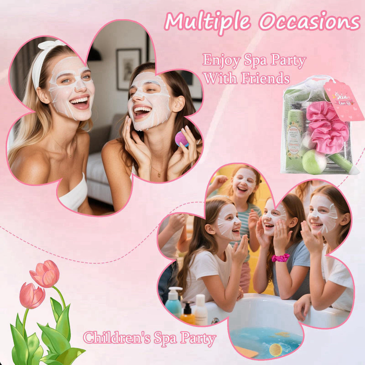 Jutqut 120PCS Spa Party Supplies for Girls, Include Facial Masks, Lip Mask, Under Eye Patches, Lip Balm, Foot Bath Bombs