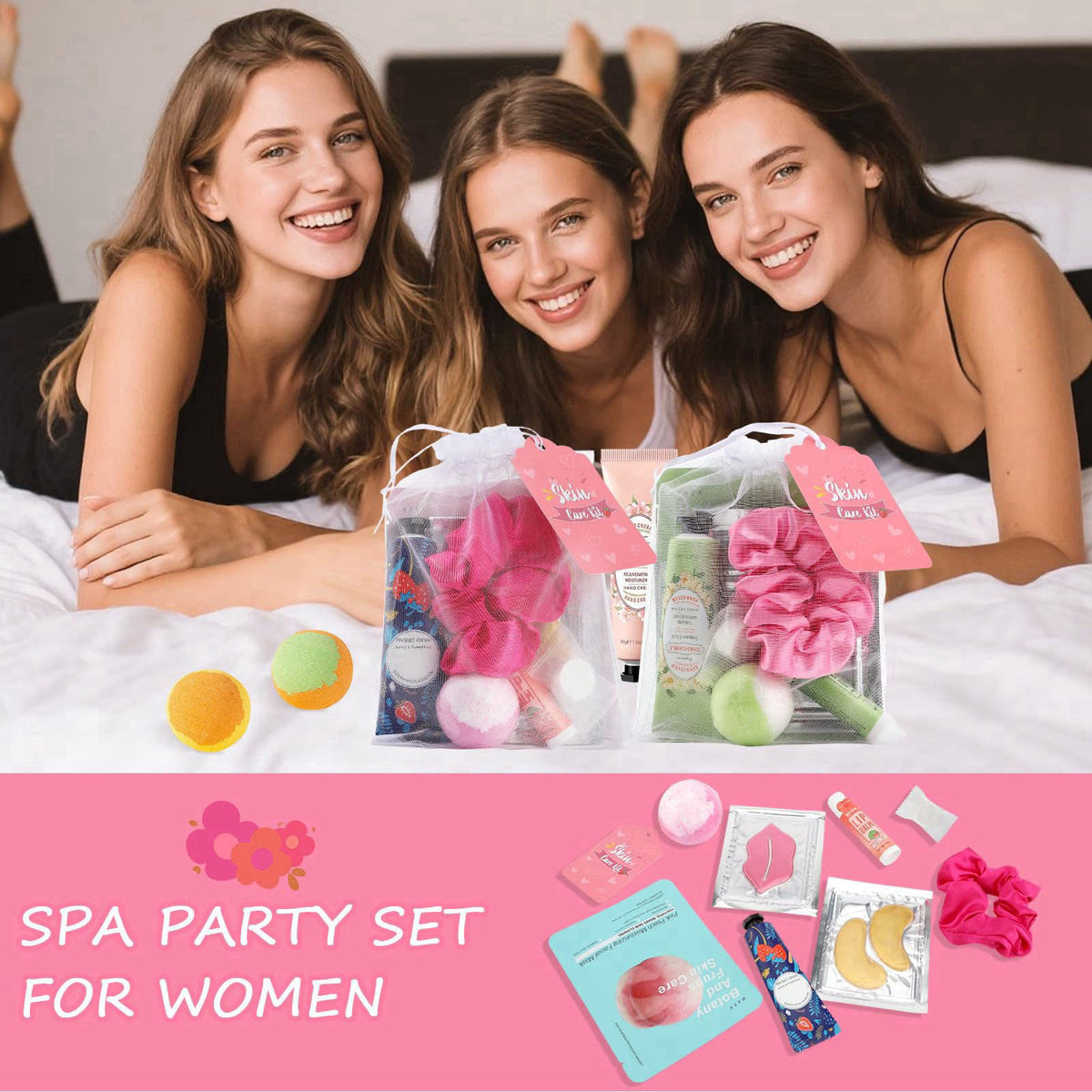 Jutqut 120PCS Spa Party Supplies for Girls, Include Facial Masks, Lip Mask, Under Eye Patches, Lip Balm, Foot Bath Bombs