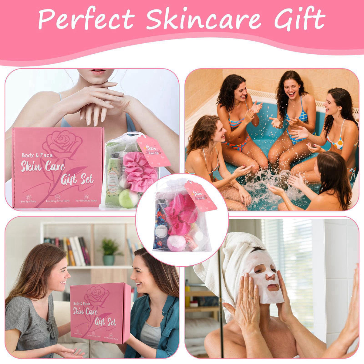 Jutqut 120PCS Spa Party Supplies for Girls, Include Facial Masks, Lip Mask, Under Eye Patches, Lip Balm, Foot Bath Bombs