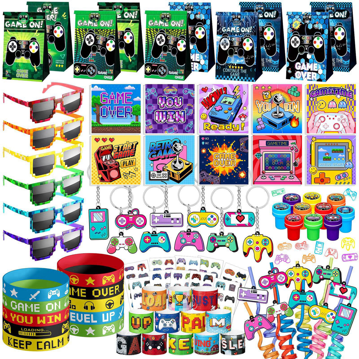 DMIGHT Video Game Party Favors for Kids, Gamer Birthday Goodie Bag Kit – Multicolor, Plastic