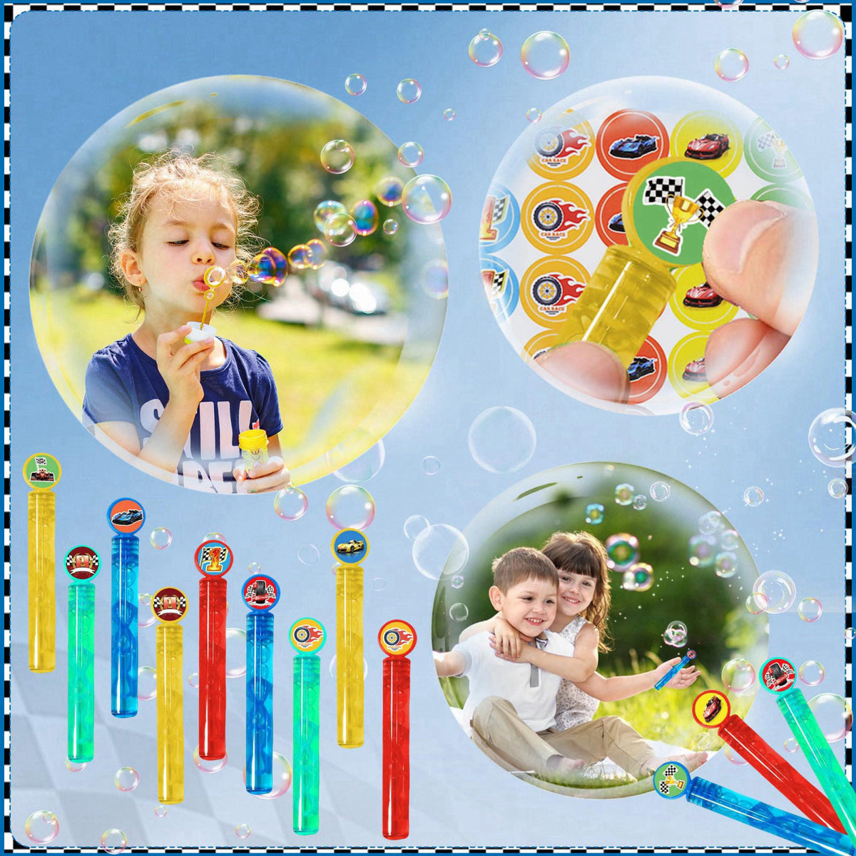 HandTool 120PCS Race Car Party Favors Set for Kids, Racing Party Supplies – back view and specifications