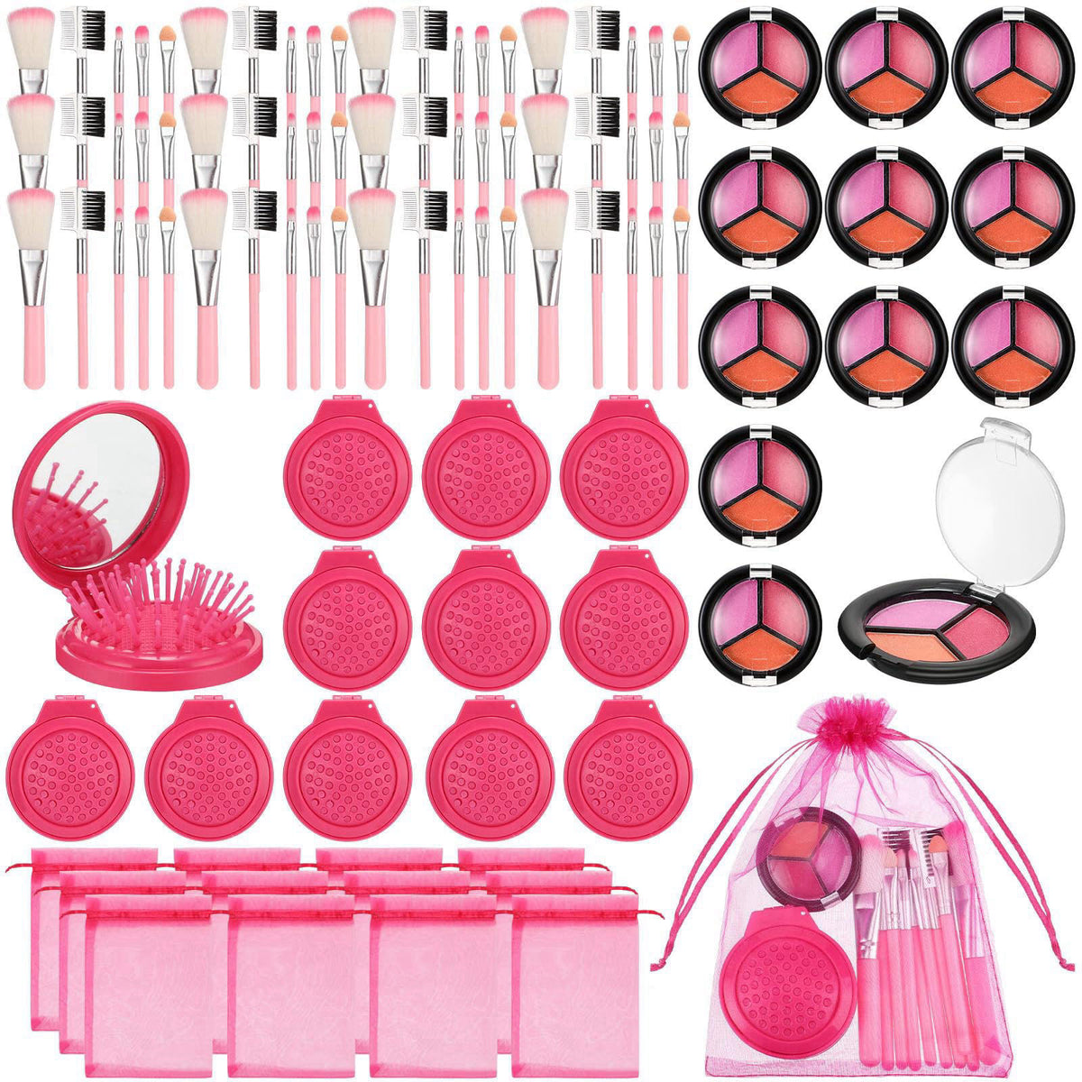Willinglong 12 Sets Kids Makeup Kit for Girls, Kids Spa Party Supplies for Girls, Sleepover Makeup Cosmetic Set Birthday