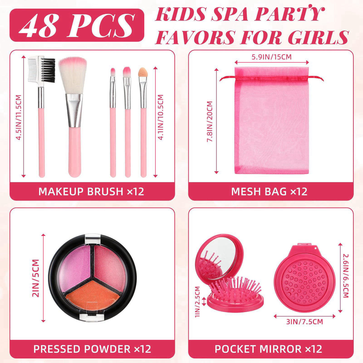 Willinglong 12 Sets Kids Makeup Kit for Girls, Kids Spa Party Supplies for Girls, Sleepover Makeup Cosmetic Set Birthday