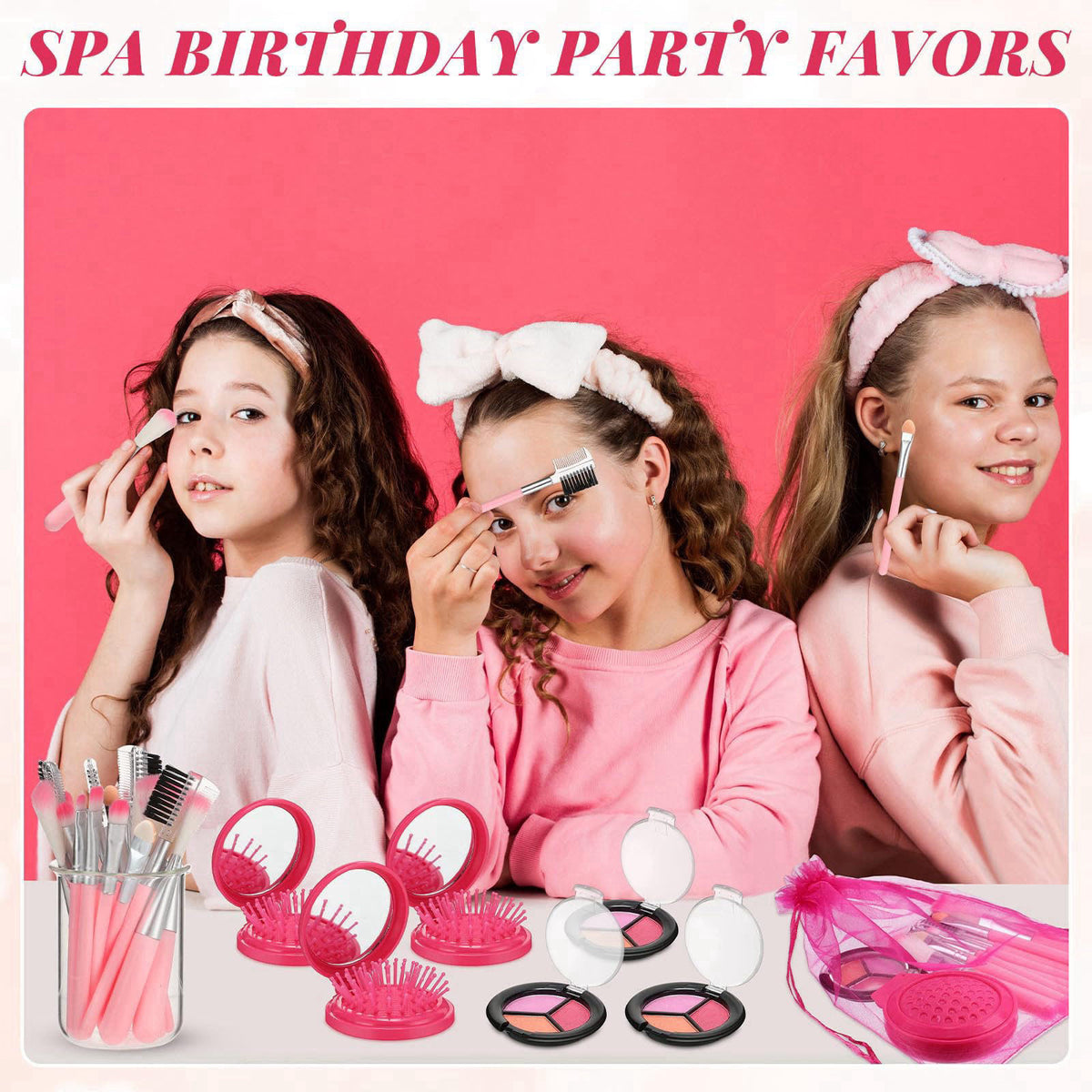 Willinglong 12 Sets Kids Makeup Kit for Girls, Kids Spa Party Supplies for Girls, Sleepover Makeup Cosmetic Set Birthday
