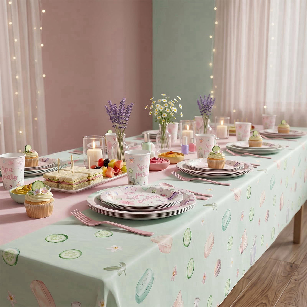 SamPartyShop Spa Birthday Party Supplies for 40 Guests, Spa Party Plates and Napkins Set, Pamper Party Decorations for G