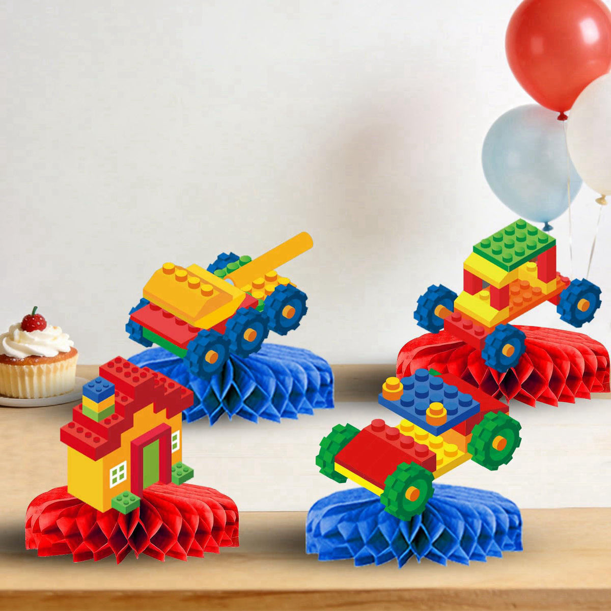 NKPDAXM Building Block Birthday Decorations, Colorful Building Block Plates, Napkins, Cups, Tablecloth, Banner, Hanging 