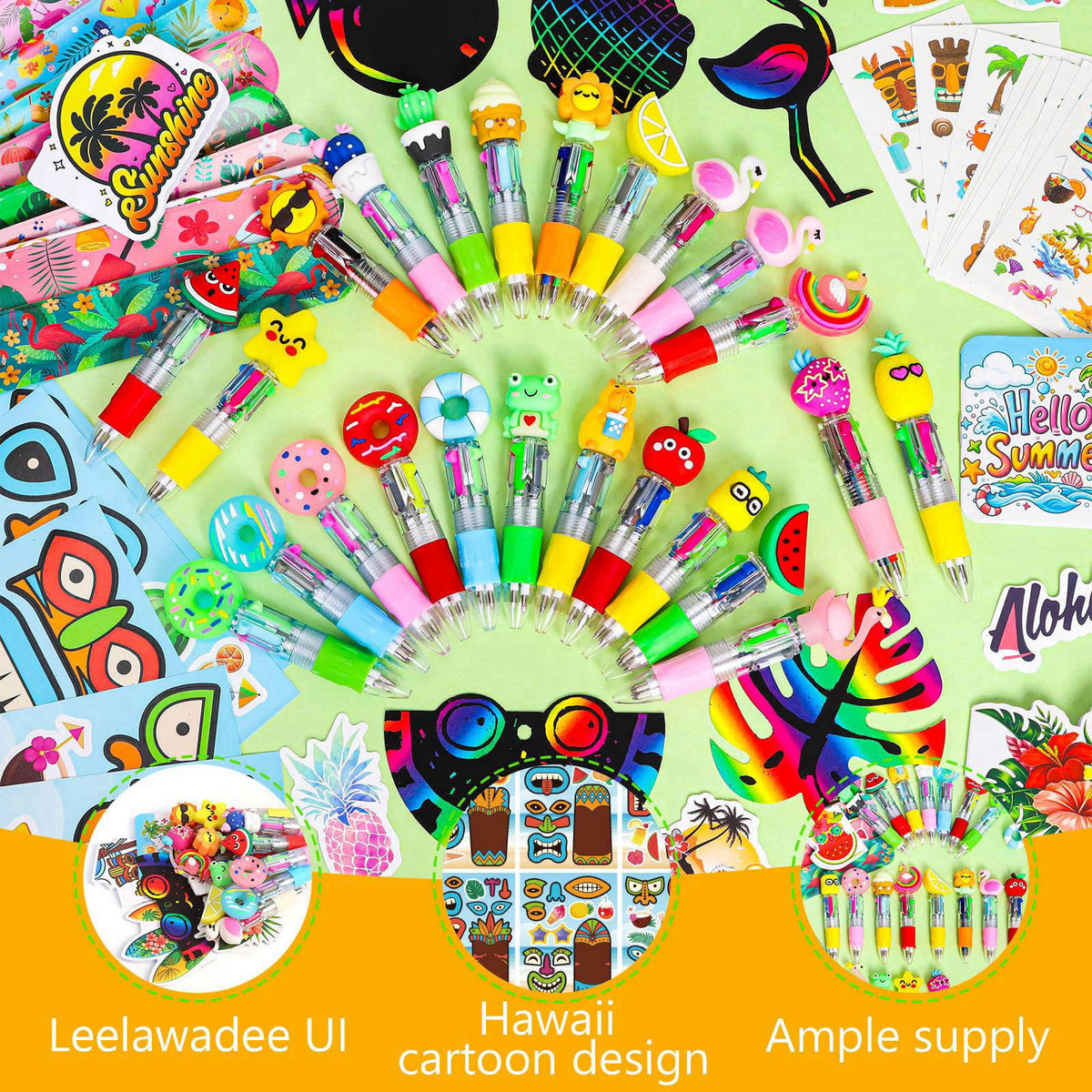 SZCECHRE 144PCS Hawaiian Theme Party Supplies Set, Tropical Summer Event Decorations, Party Accessories for Events and C