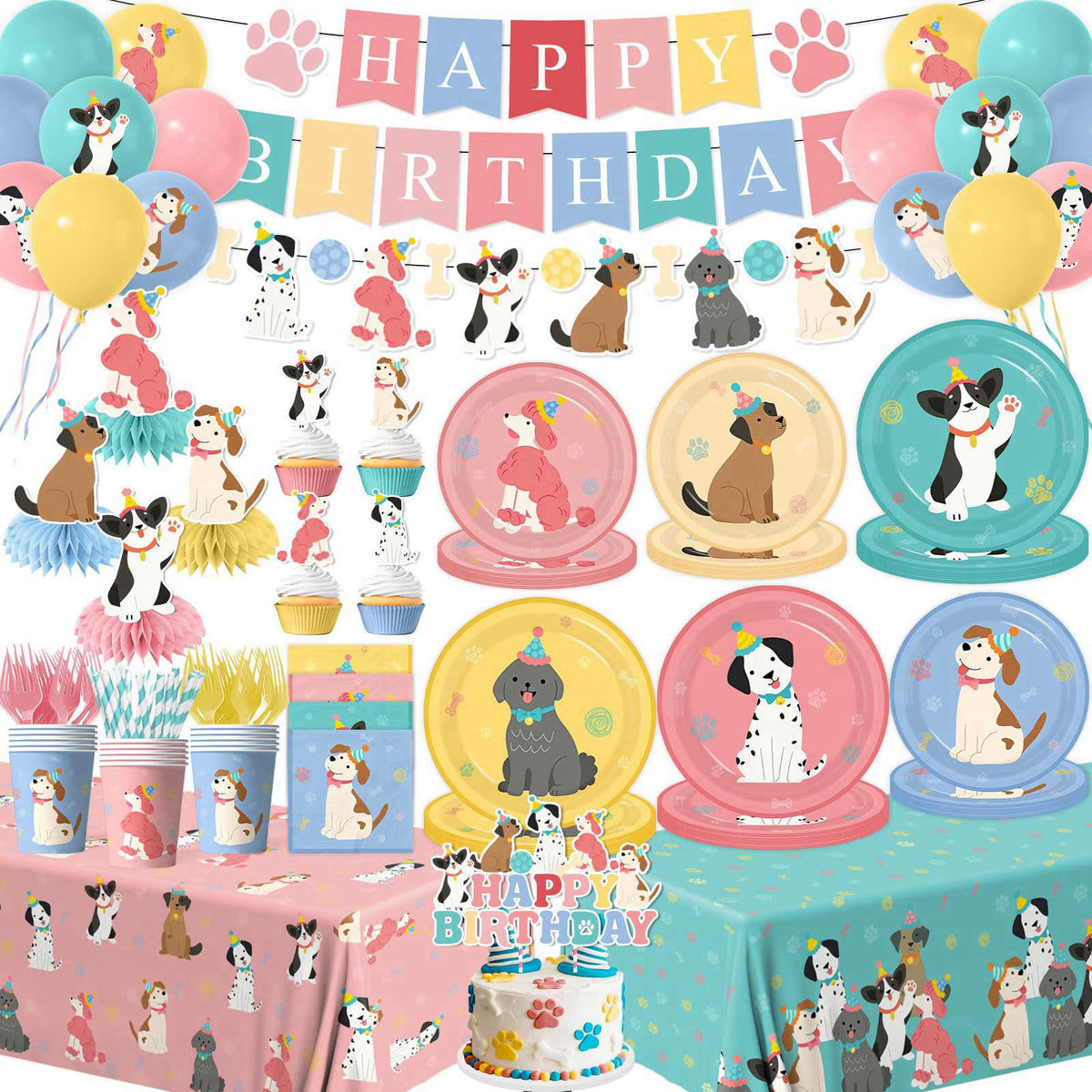 Meuqeaju Dog Themed Birthday Party Decorations,Puppy Birthday Party Decorations Vintage Dog Plates and Napkins,Cups,Tabl