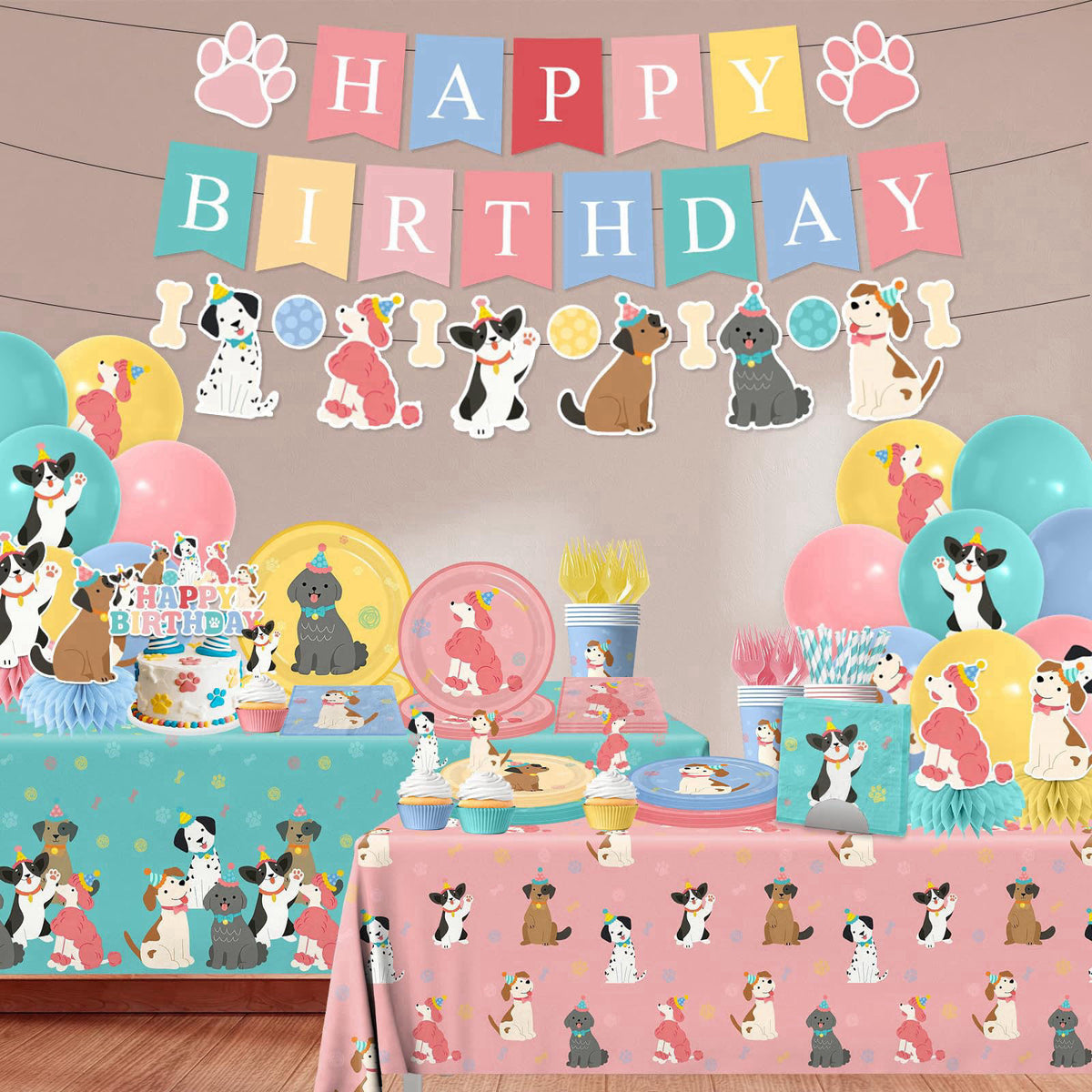 Meuqeaju Dog Themed Birthday Party Decorations,Puppy Birthday Party Decorations Vintage Dog Plates and Napkins,Cups,Tabl