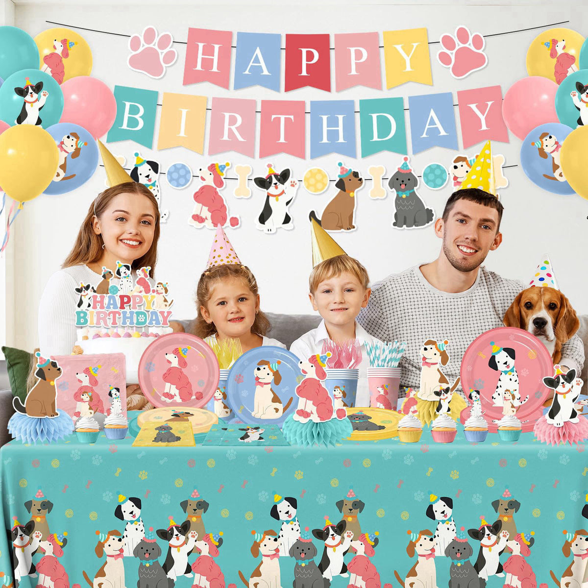 Meuqeaju Dog Themed Birthday Party Decorations,Puppy Birthday Party Decorations Vintage Dog Plates and Napkins,Cups,Tabl