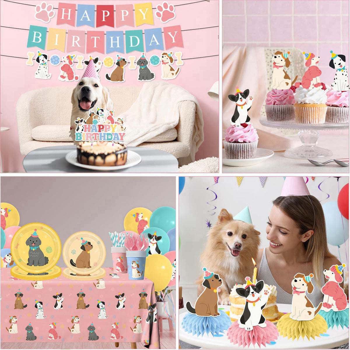 Meuqeaju Dog Themed Birthday Party Decorations,Puppy Birthday Party Decorations Vintage Dog Plates and Napkins,Cups,Tabl