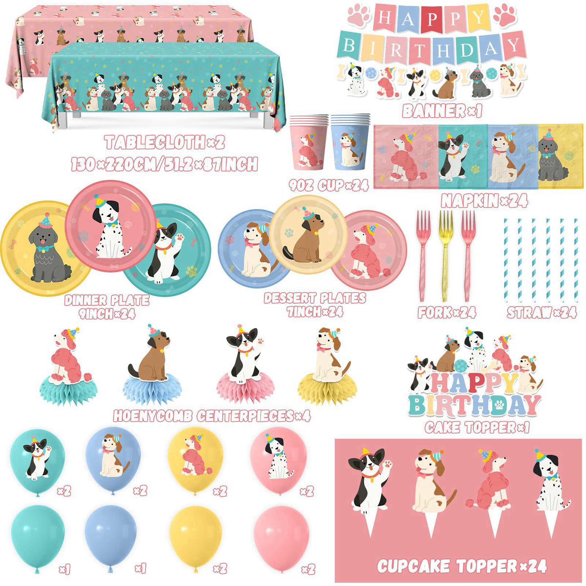 Meuqeaju Dog Themed Birthday Party Decorations,Puppy Birthday Party Decorations Vintage Dog Plates and Napkins,Cups,Tabl