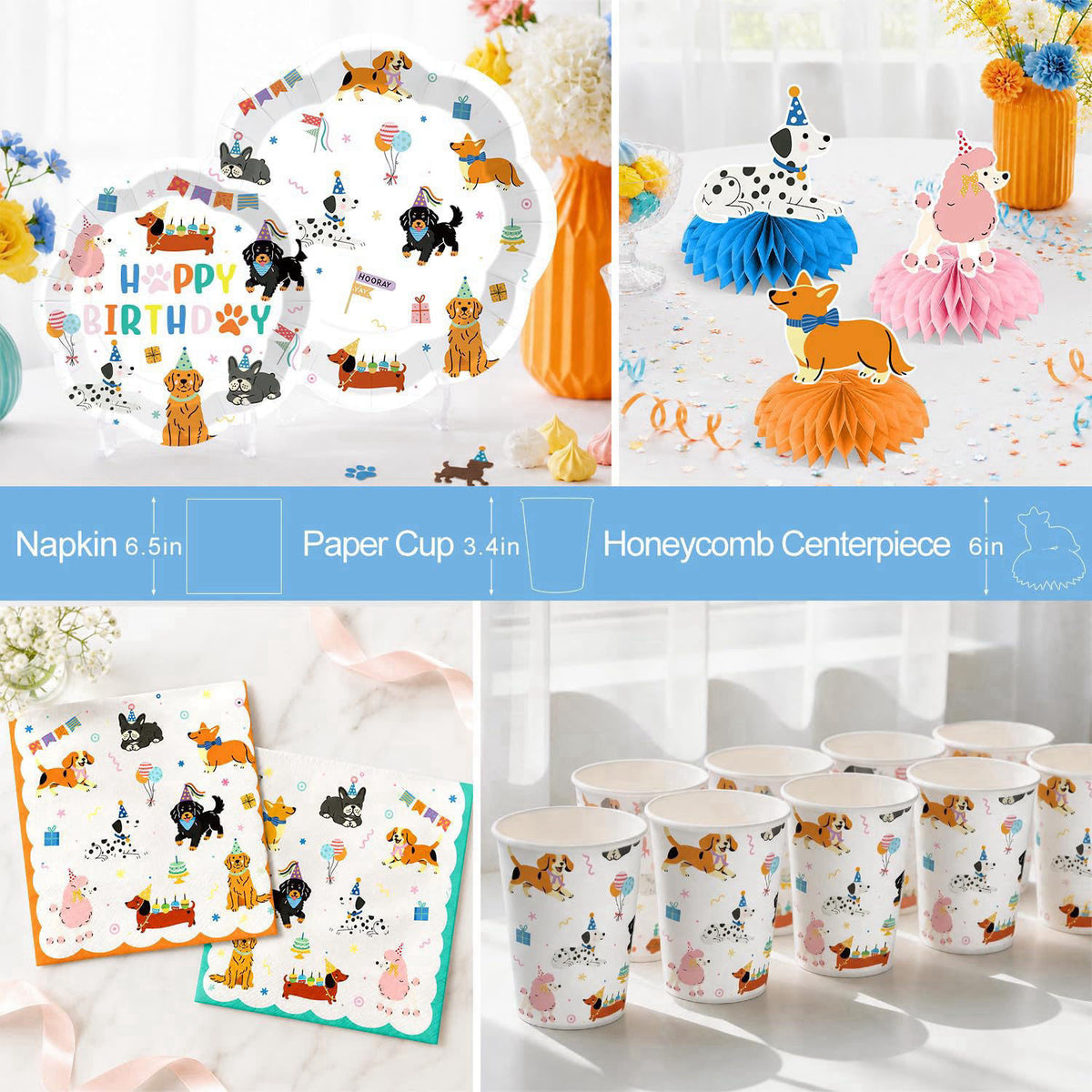 Yingoto Dog Themed Birthday Party Decorations Tableware Set, Serves 25 – alternate angle