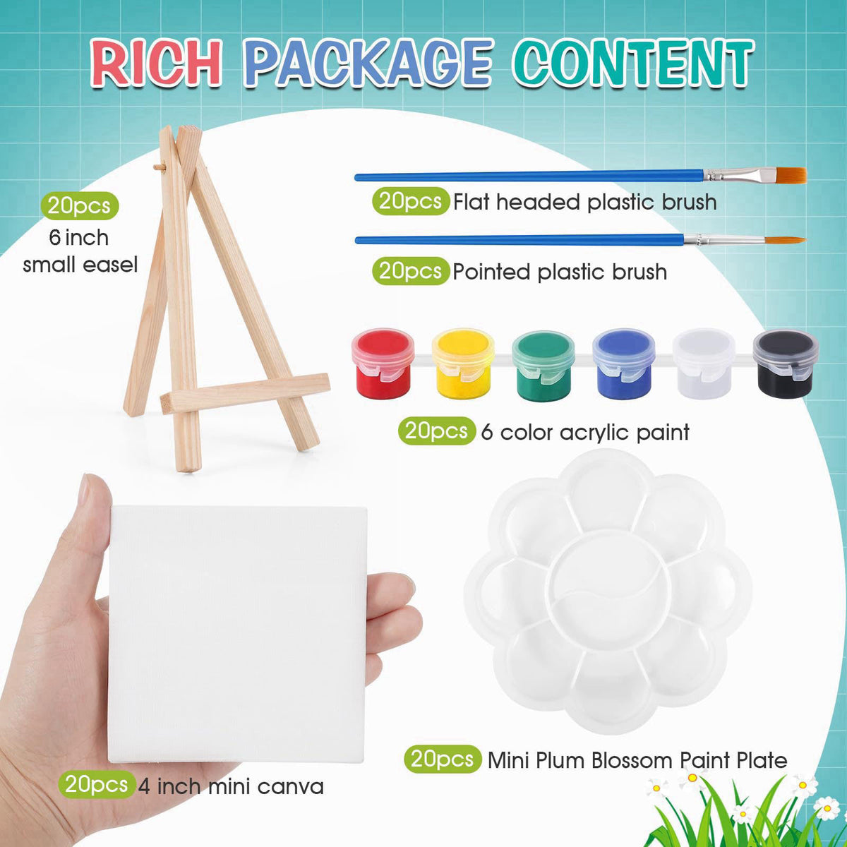 ESRICH 20 Set Canvas Painting Kit, Mini Acrylic Paint Set – close-up detail in 20* 6color