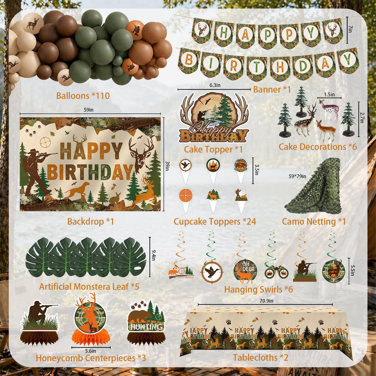 CelebSpark Hunting Birthday Party Decorations,Oh Deer Hunting Birthday Decoration – close-up detail in Camo