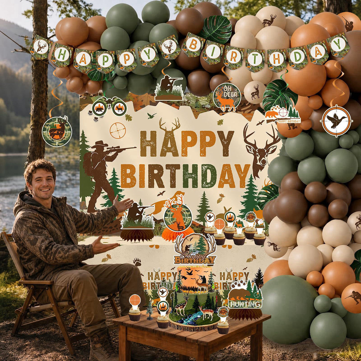 CelebSpark Hunting Birthday Party Decorations,Oh Deer Hunting Birthday Decoration – packaging and label