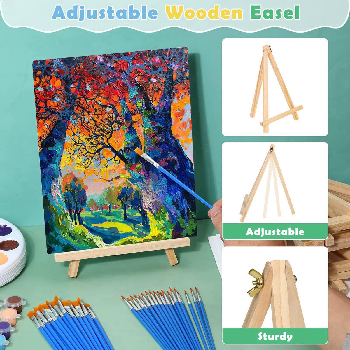 Evatage 10 Pack Sip and Paint Kit for Adults, 8x10 Inch Canvas Painting Kit – packaging and label