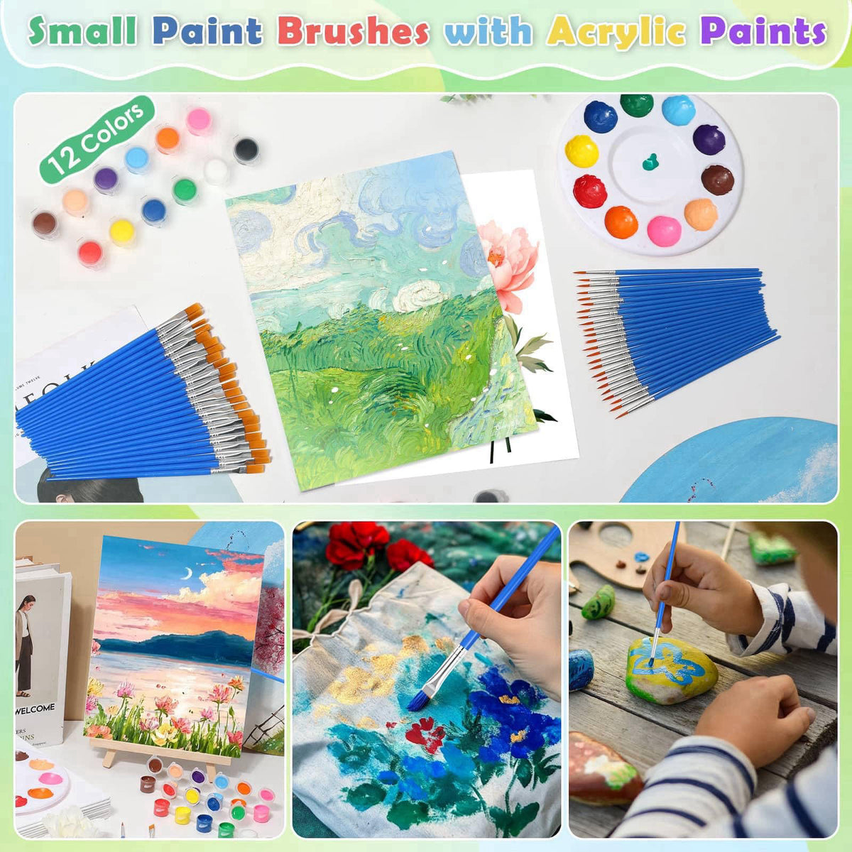 Evatage 10 Pack Sip and Paint Kit for Adults, 8x10 Inch Canvas Painting Kit – full view, size 8x10 inches