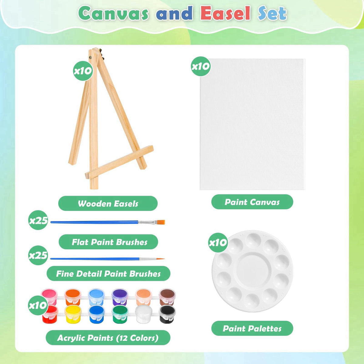Evatage 10 Pack Sip and Paint Kit for Adults, 8x10 Inch Canvas Painting Kit – alternate angle
