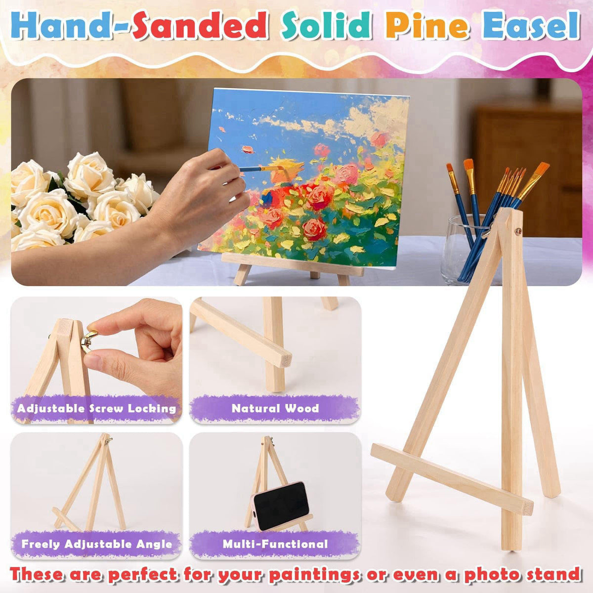 Flasoo 6 Pack 8x10 Canvas Painting Kit, 75 PCS Sip and Paint Kit, Paint and Sip Kit for Adults with Acrylic Paint, 32 Br
