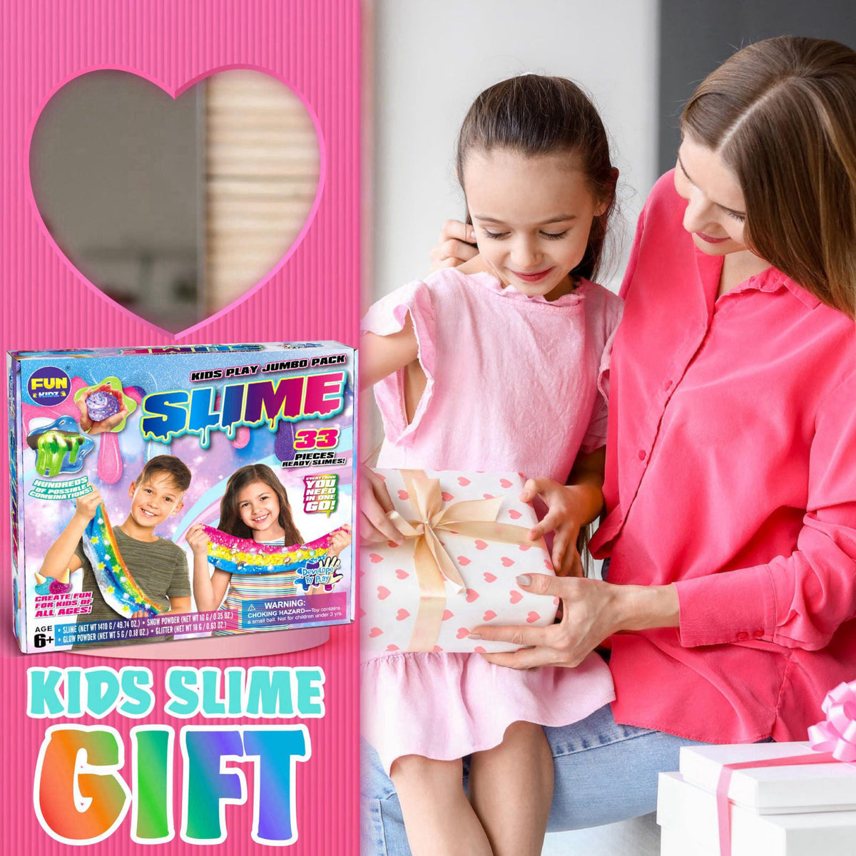 FUN KIDZ 33 Cups Jumbo Slime Kit for Kids, FunKidz Premade Ultimate Slime Pack to DIY Soft, Cloud, Clear, Butter, Glitte