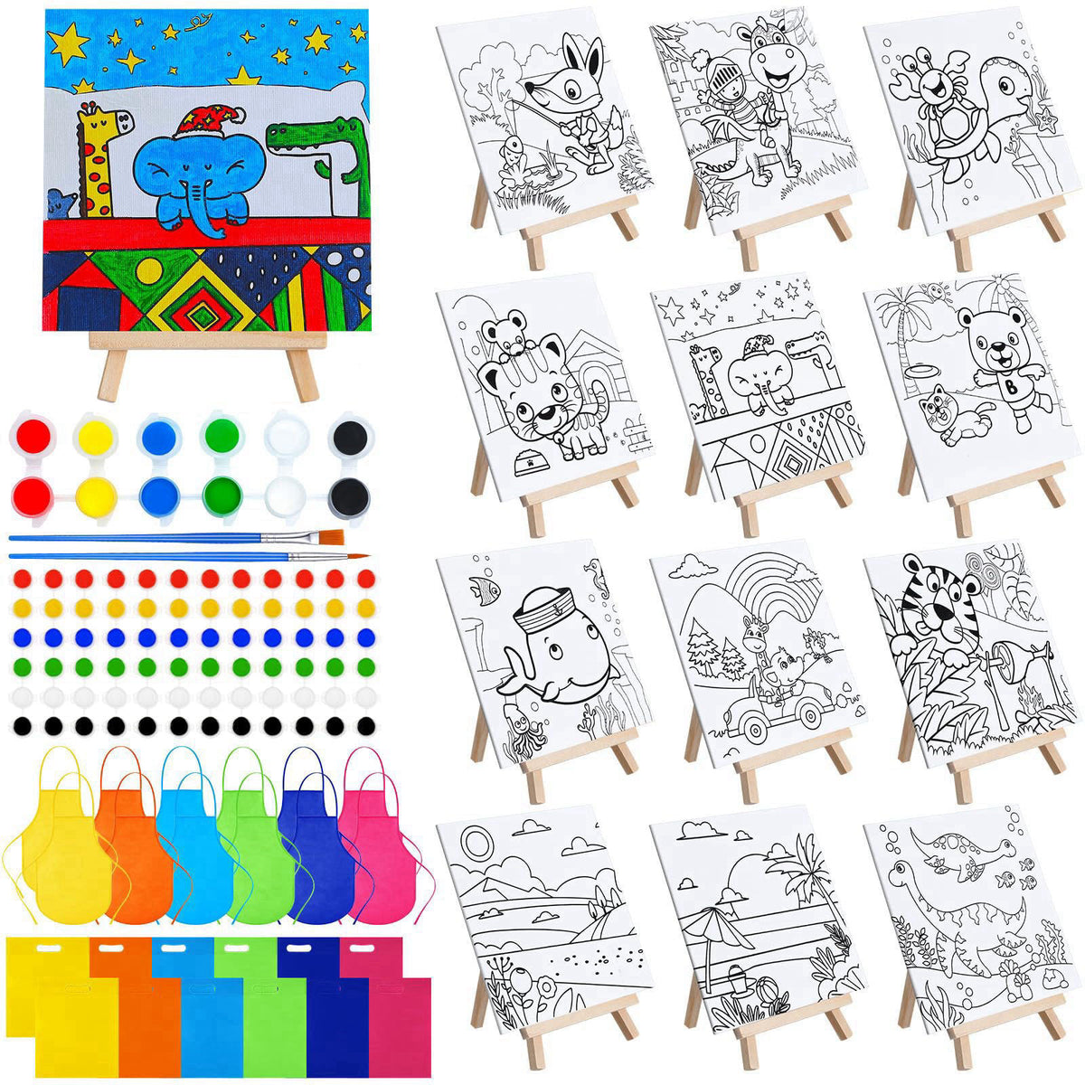 Tenceur 48 Pcs Kids Paint Party Favor Sets, Mini Acrylic Paint Set