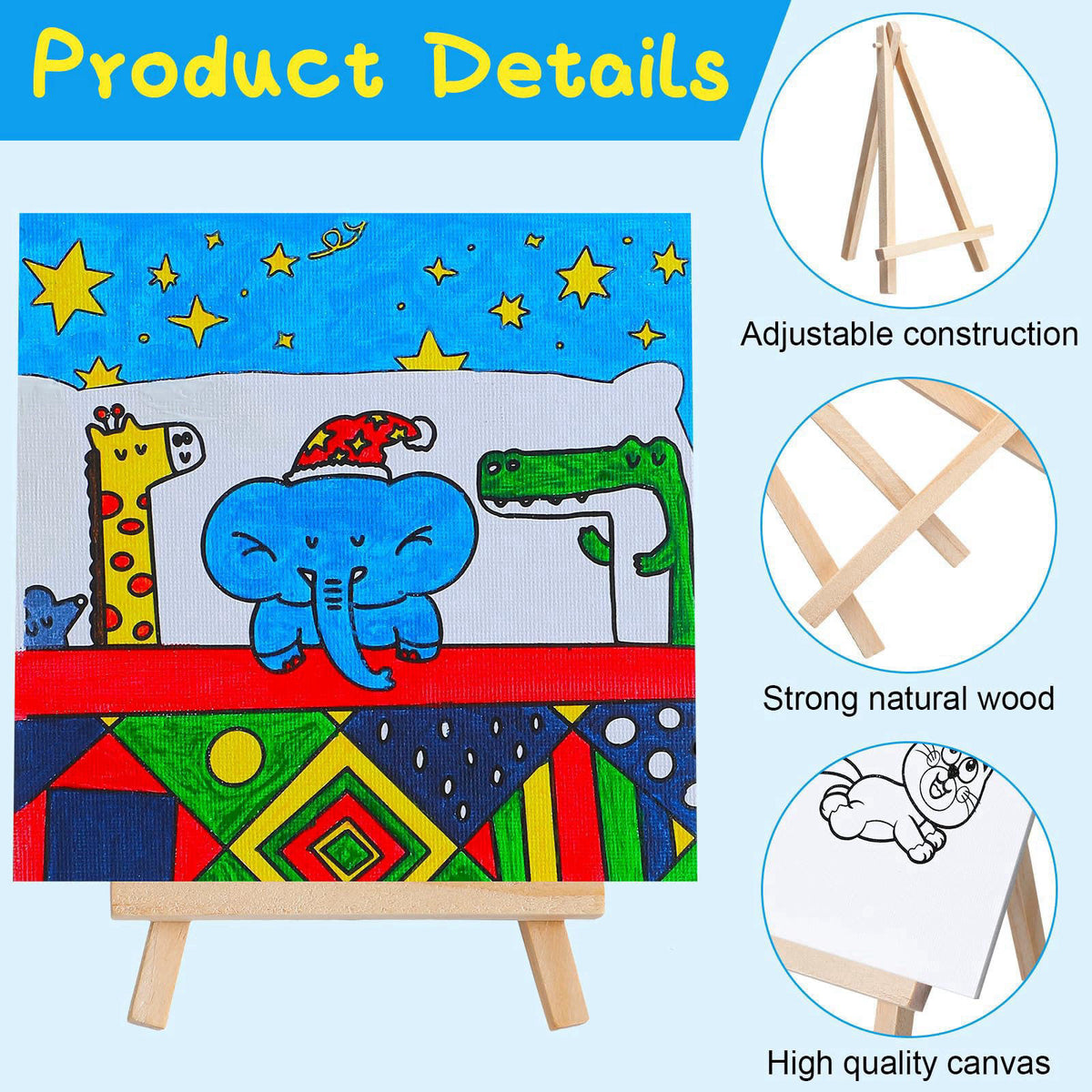 Tenceur 48 Pcs Kids Paint Party Favor Sets, Mini Acrylic Paint Set – packaging and label