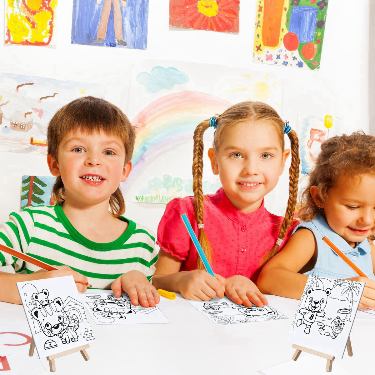 Tenceur 48 Pcs Kids Paint Party Favor Sets, Mini Acrylic Paint Set – full view