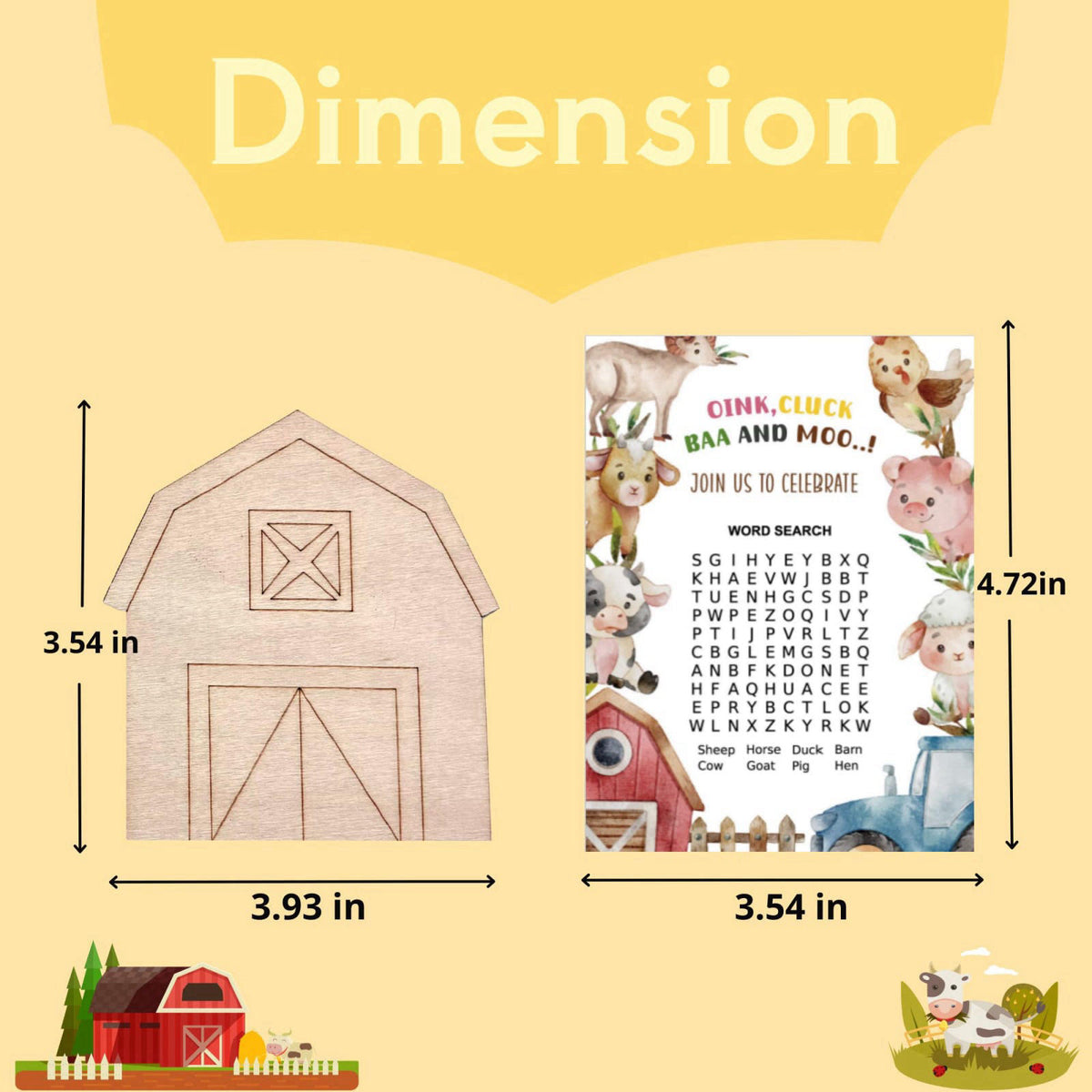 GEECOZYLIFE 24PCS Farm Animals Party Favors - Farm Barnyard Wooden Painting Craft Kit – full view