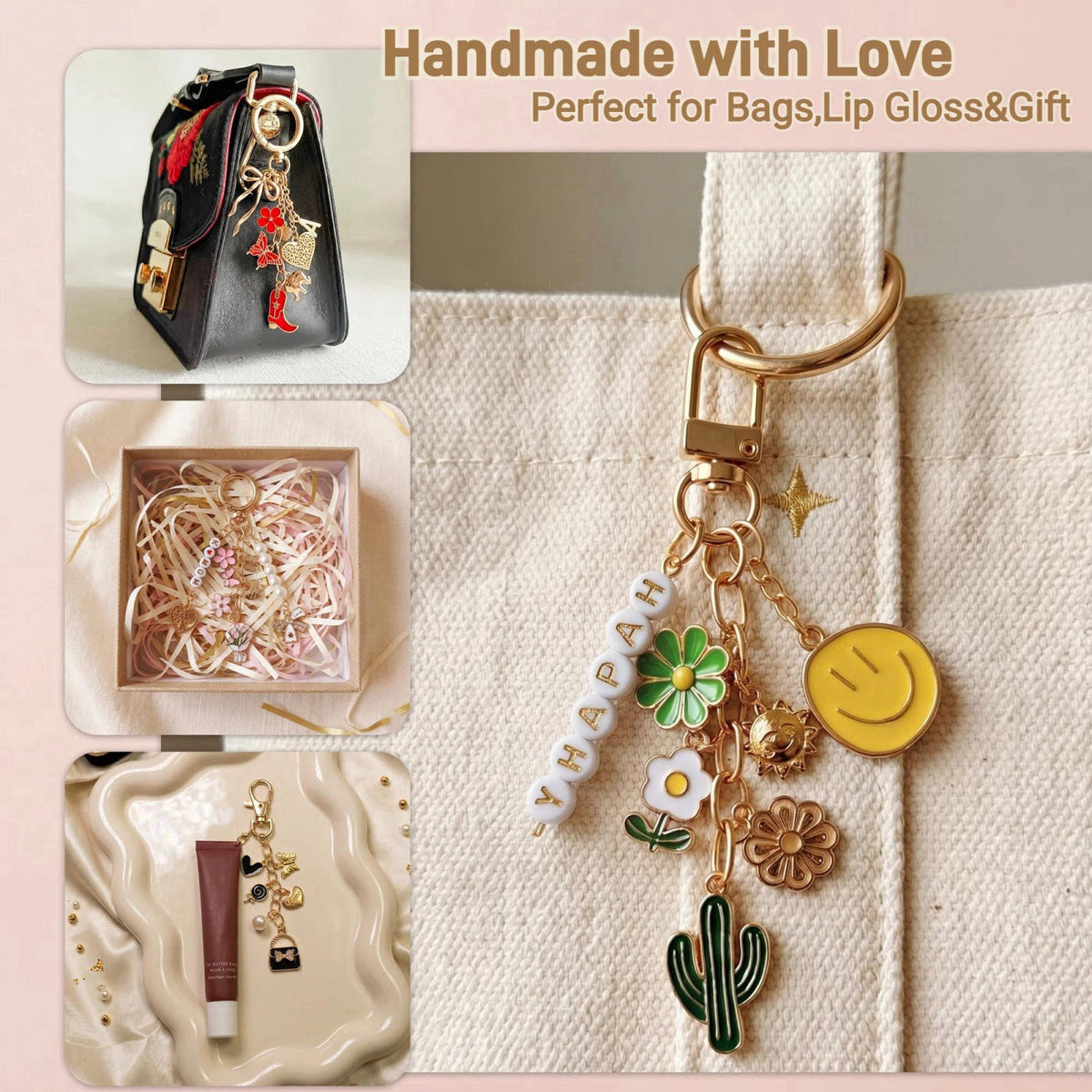 NewOasis 545Pcs Keychain Making Kit, Jewelry Making Supplies with Charms,Bow Bag Charms, Pearls, Chains,DIY Craft Suppli