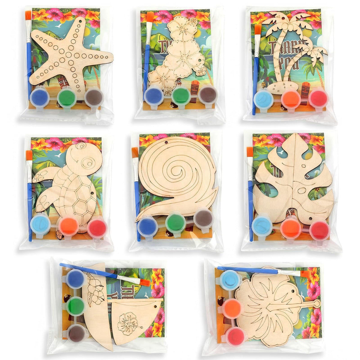 Saypacck 24 Pcs Hawaiian Party Favors Wooden Paint Craft Kits – product photo (Wood)