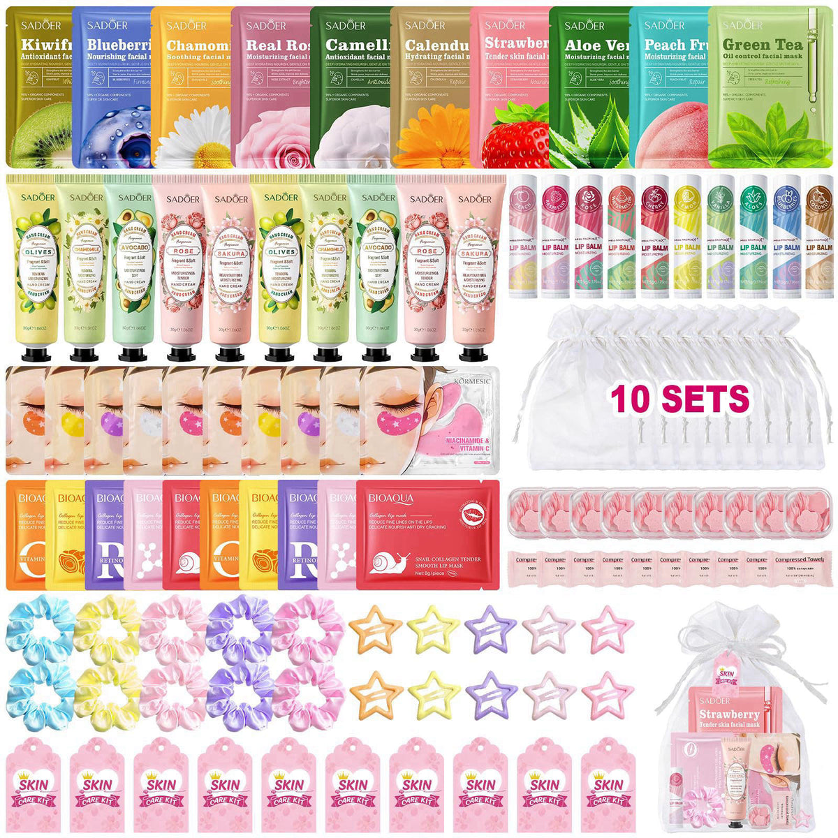 Amdele 100 PCS Spa Party Supplies for Girls, Sleepover Birthday Gifts for Women – product photo (Masks)