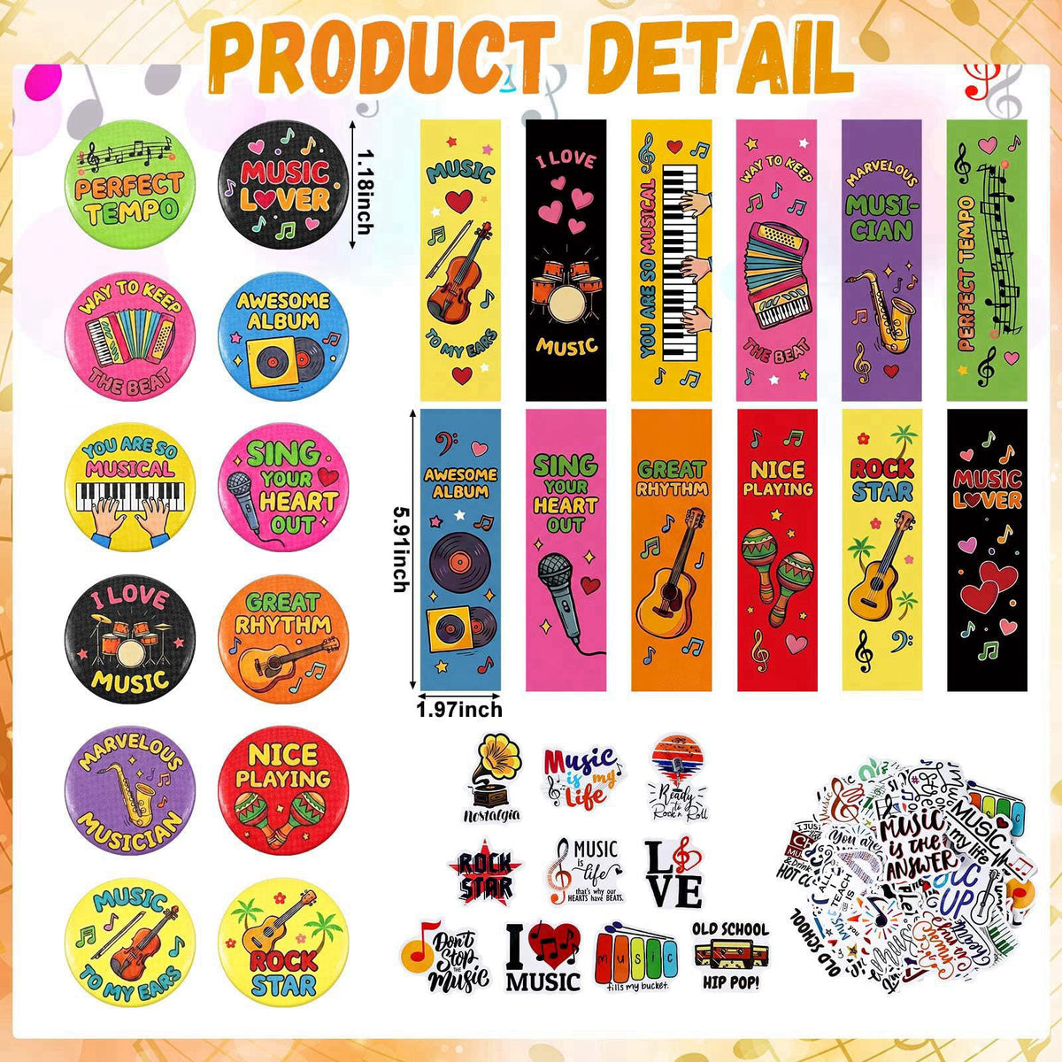 Eersida 182 Pcs Music Reward Supplies Kit Filler – packaging and label