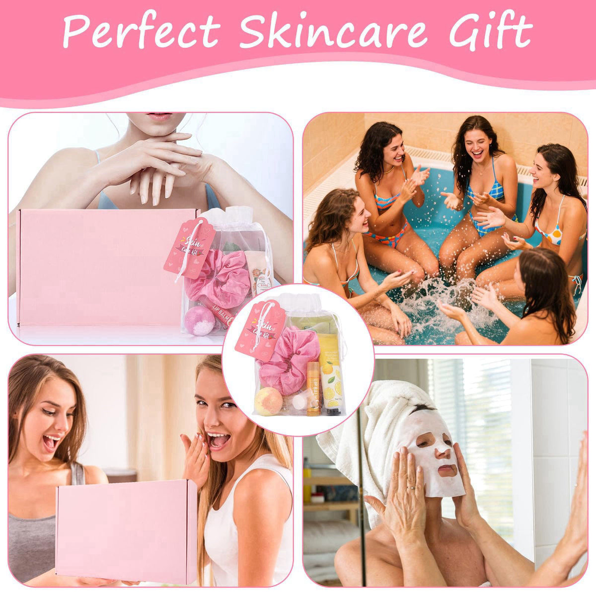 Jutqut 60PCS Spa Party Supplies for Girls, Include Facial Masks, Lip Mask, Under Eye Patches, Lip Balm, Foot Bath Bombs,
