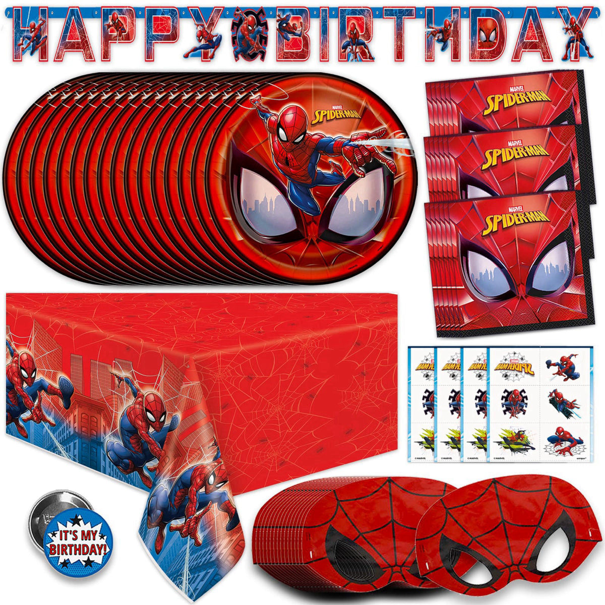 Unique Spiderman Birthday Decorations Party Supplies with Banner and Party Favors