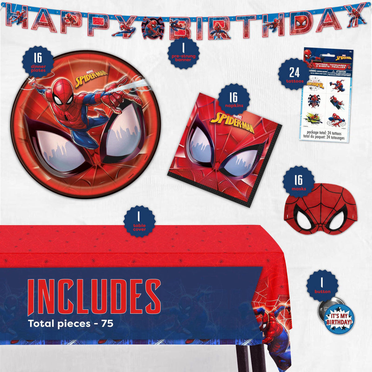 Unique Spiderman Birthday Decorations Party Supplies with Banner and Party Favors – close-up detail