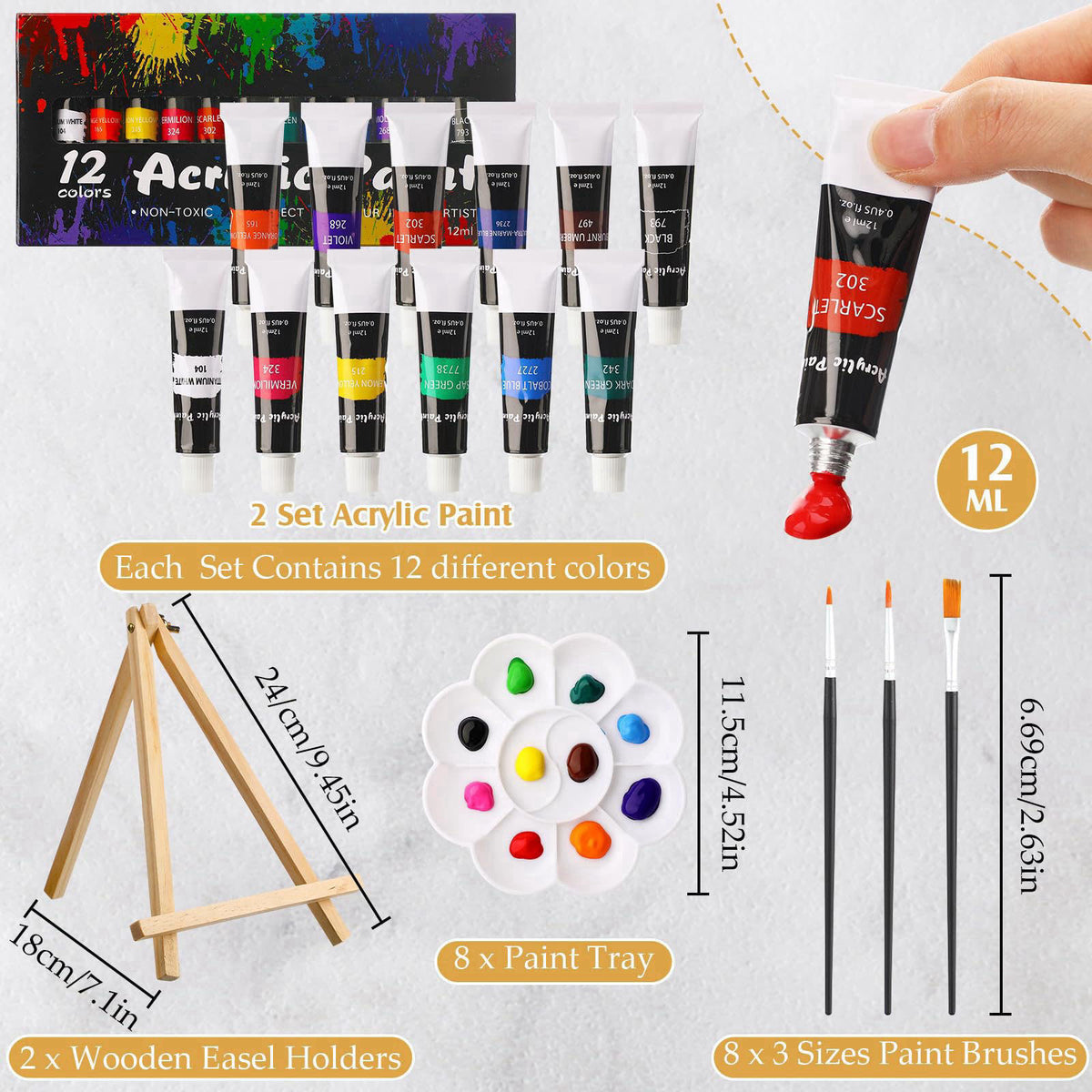 Cholemy 36 Pcs Paint and Sip Kit Gift for Adults 8''x10'',Mountain – packaging and label