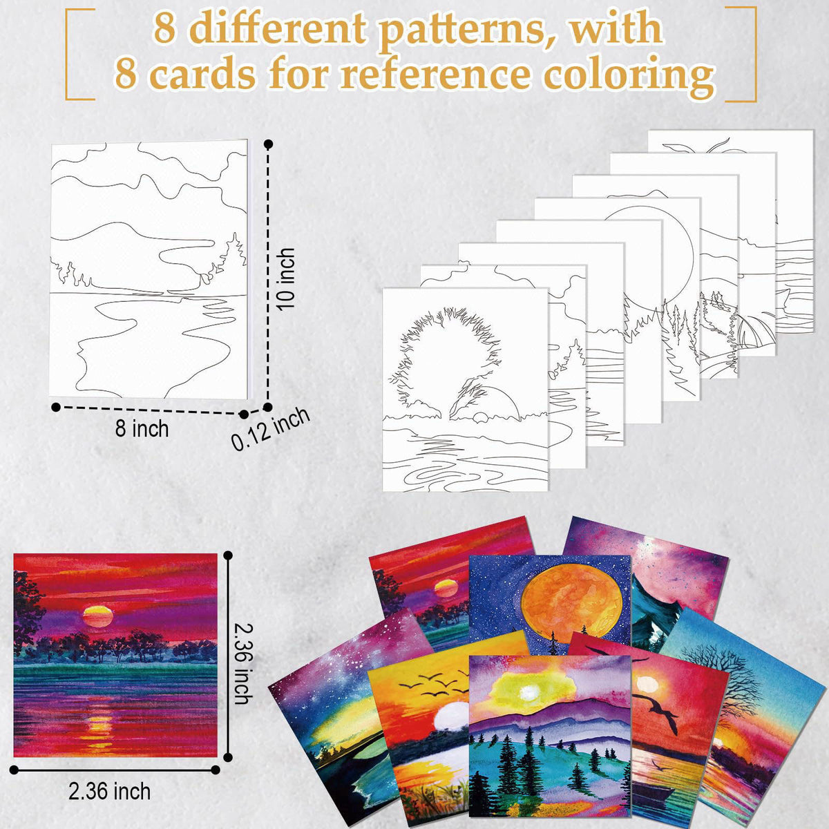 Cholemy 36 Pcs Paint and Sip Kit Gift for Adults 8''x10'',Mountain – full view, size 8 x 10 inches