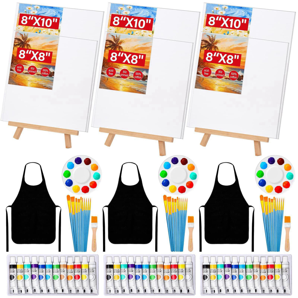 Evatage 84 Pcs Sip and Paint Kit for Adults, Couples Painting Kit Date Night – 12ML Acrylic Paints, Acrylic Paints, Cott