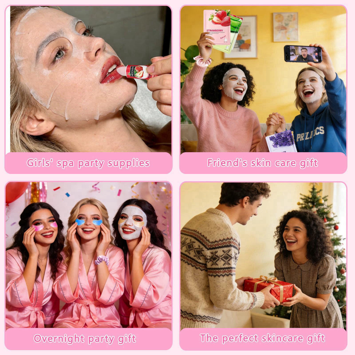 YALARY 132 Pcs Spa Party Supplies for Women, Include Facial Mask, Face Cream, Hand Creams, Lip Balms, Under Eye Patches,