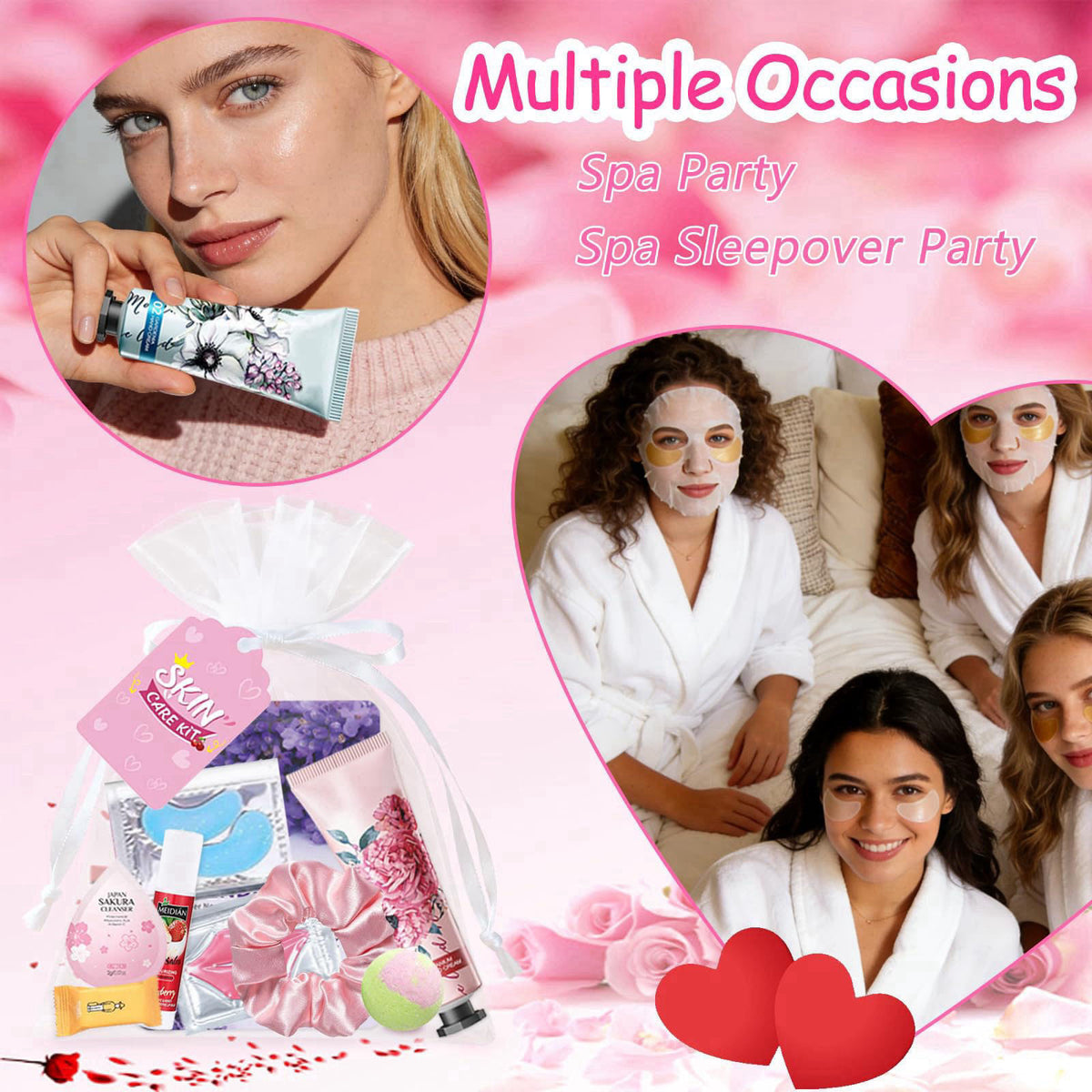 YALARY 132 Pcs Spa Party Supplies for Women, Include Facial Mask, Face Cream, Hand Creams, Lip Balms, Under Eye Patches,