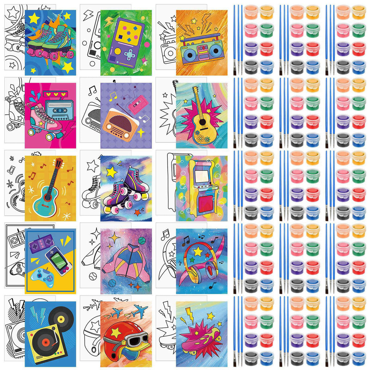 Sherr 75 Pcs 15 Set 90s Vintage Pre Drawn Canvas Kit for Painting Craft Sip – product photo (Pre-Stretched Canvas)