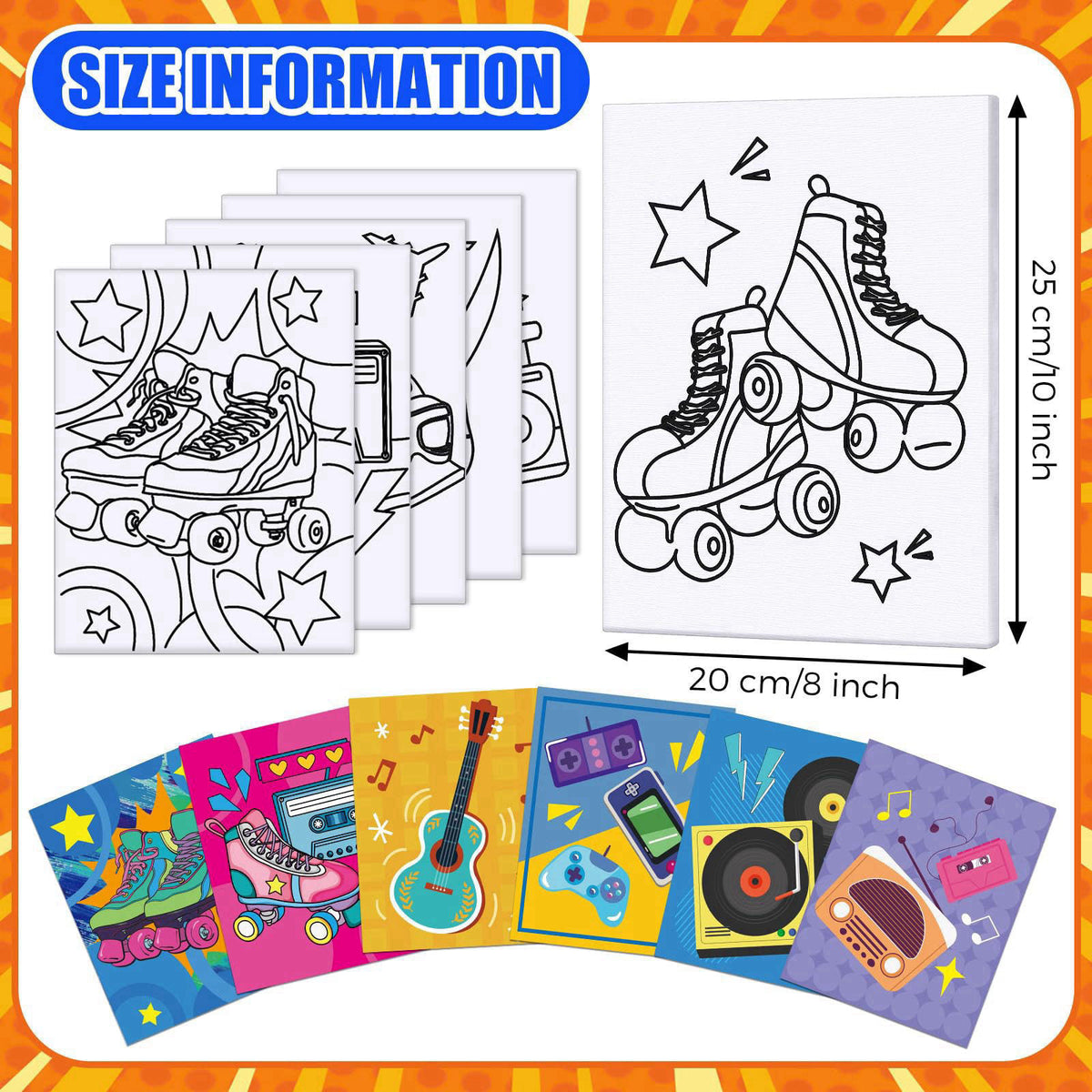 Sherr 75 Pcs 15 Set 90s Vintage Pre Drawn Canvas Kit for Painting Craft Sip – close-up detail