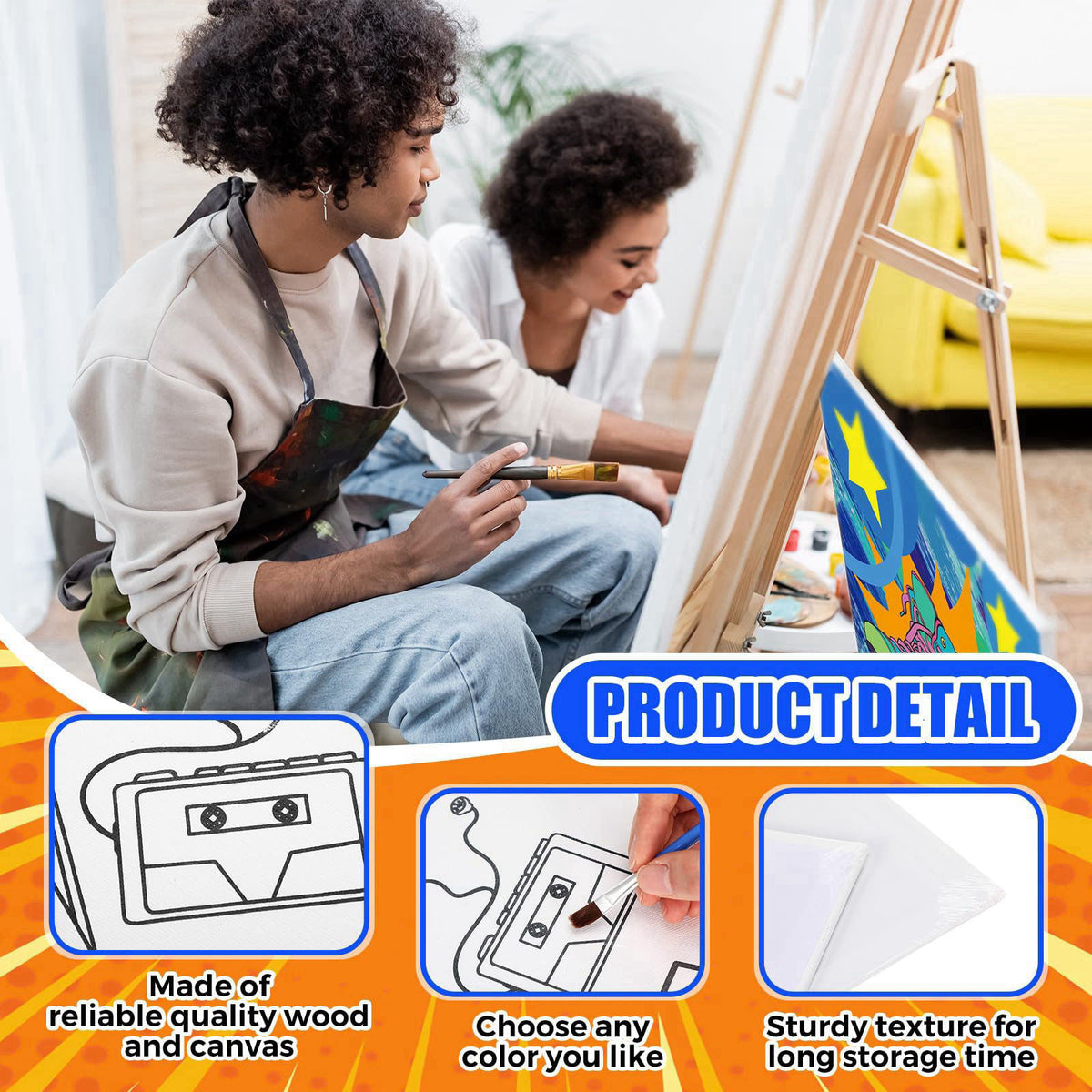 Sherr 75 Pcs 15 Set 90s Vintage Pre Drawn Canvas Kit for Painting Craft Sip – packaging and label